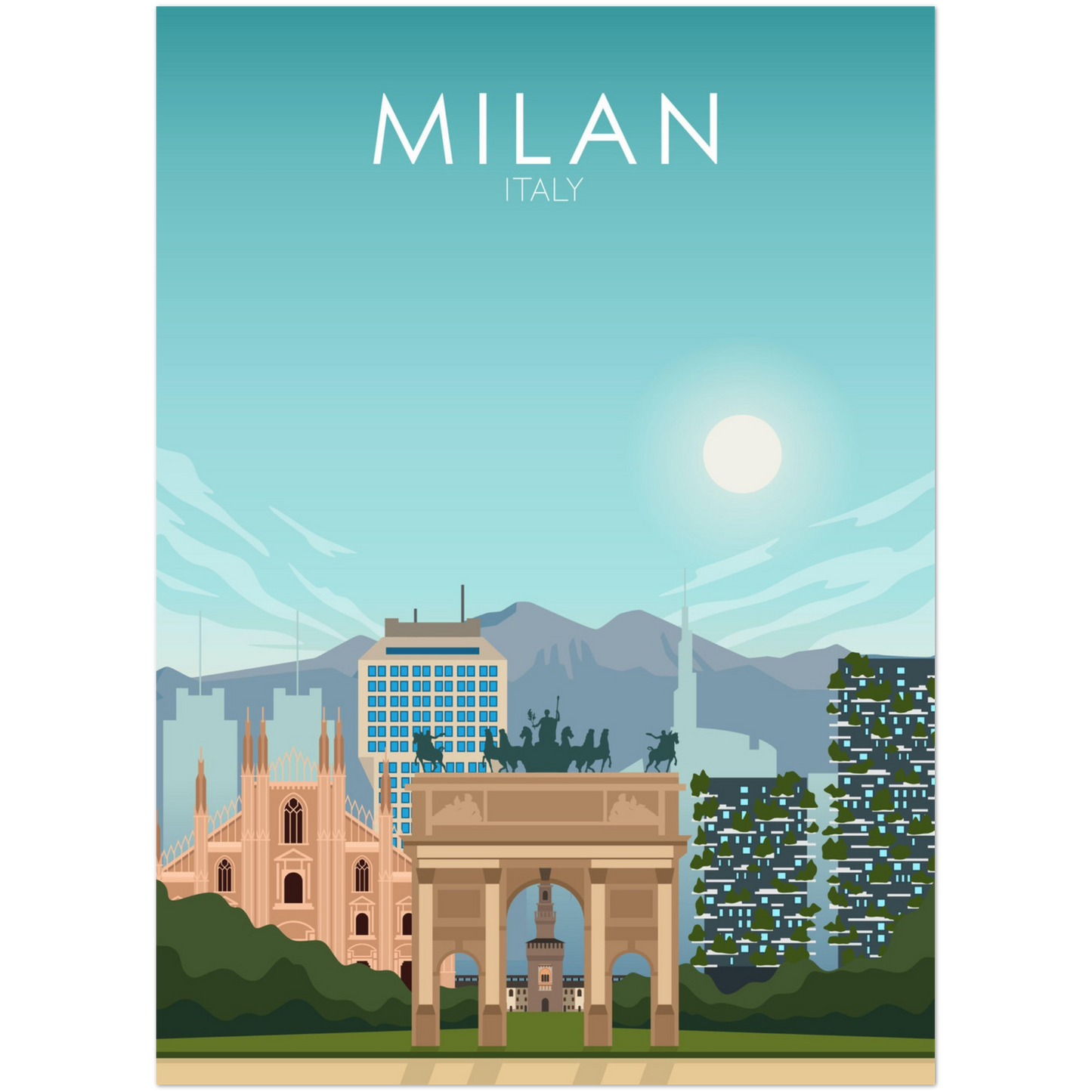 Milan Poster | Milan Wall Art | Milan Daytime Print