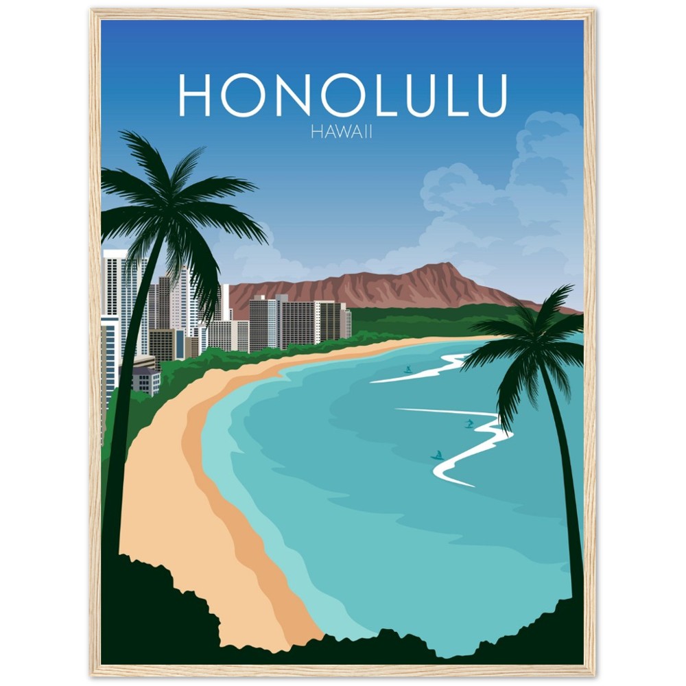 Honolulu Poster | Honolulu Wall Art | Honolulu Daytime Print