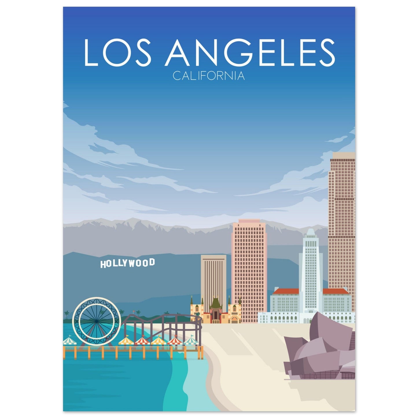 Los Angeles Poster | Los Angeles Wall Art | Los Angeles Daytime Print