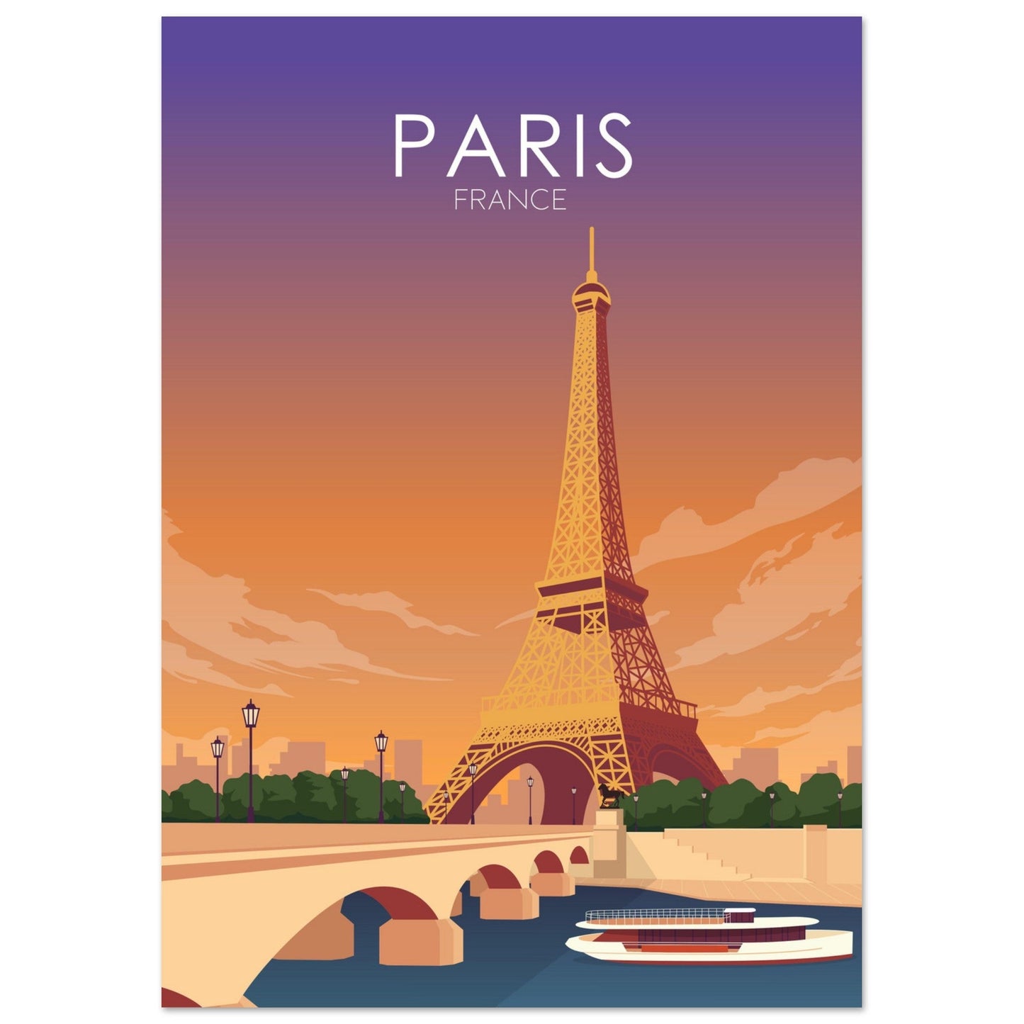 Paris Poster | Paris Wall Art | Paris Sunset Print