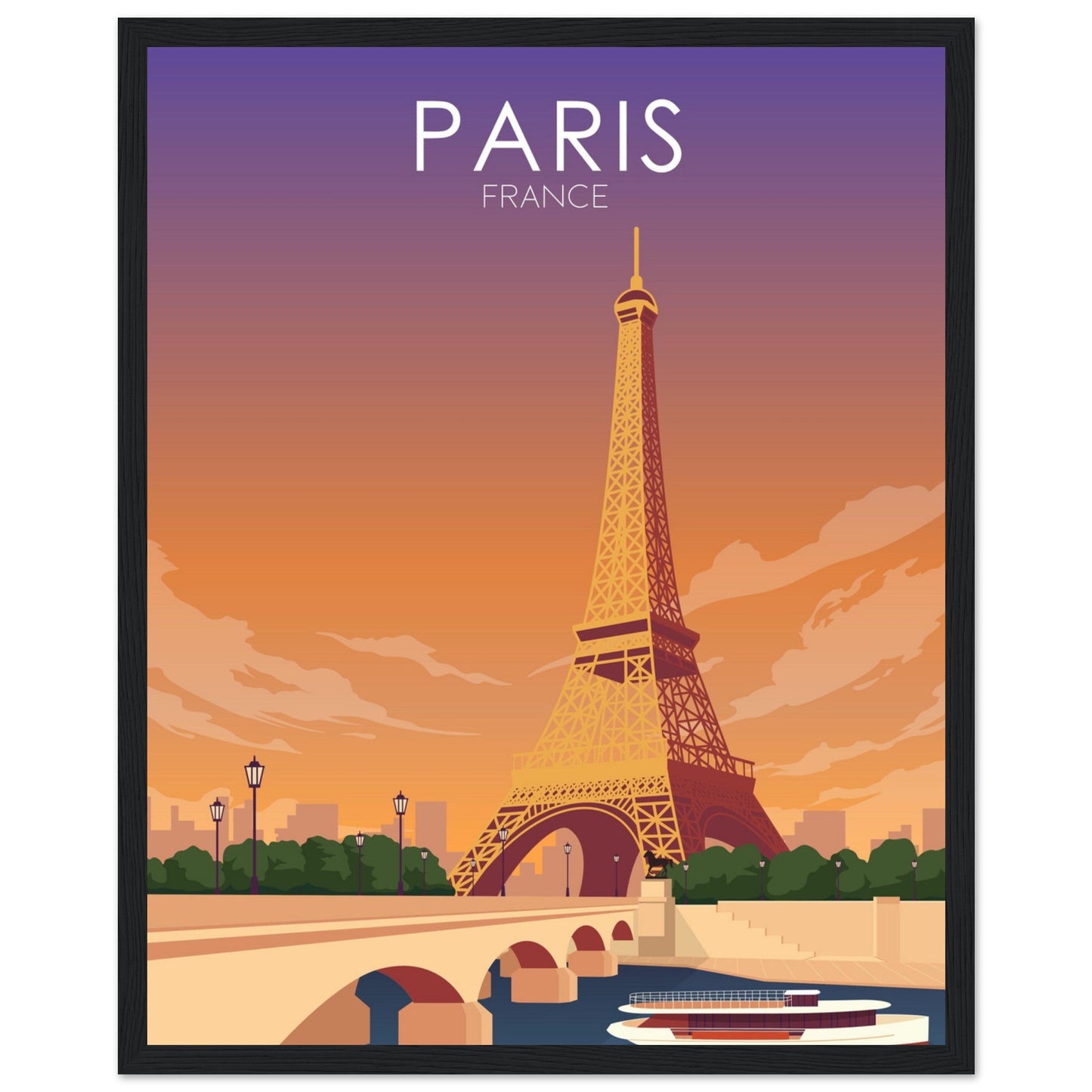 Paris Poster | Paris Wall Art | Paris Sunset Print