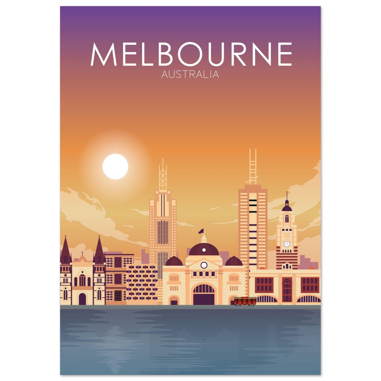 Melbourne Poster | Melbourne Wall Art | Melbourne Sunset Print
