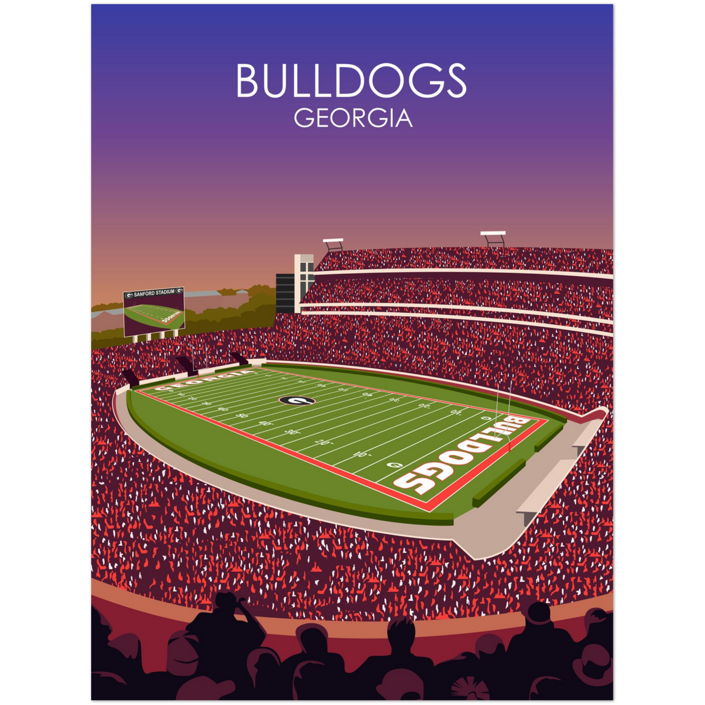 Georgia Bulldogs Poster | Sanford Stadium Poster | University of Georgia College Football Stadium Print