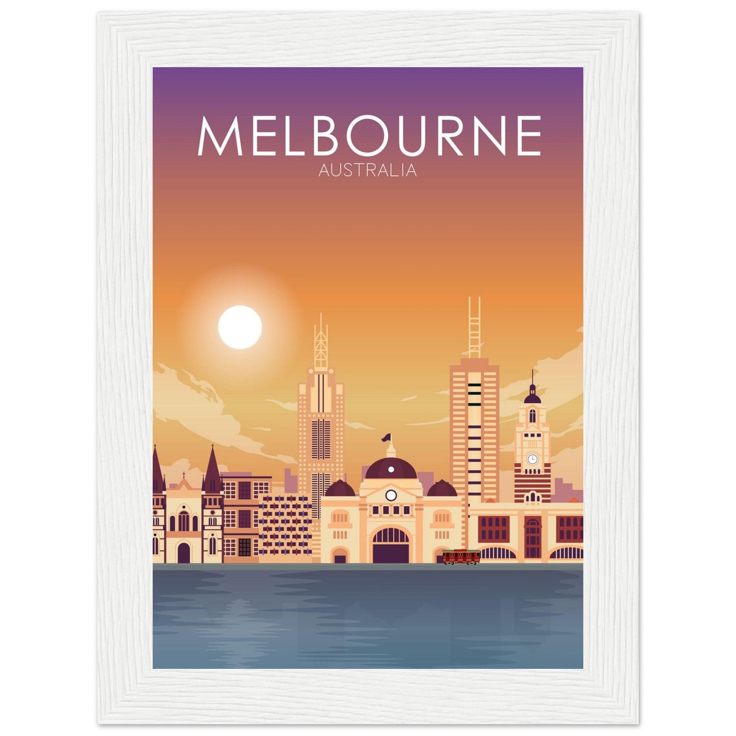 Melbourne Poster | Melbourne Wall Art | Melbourne Sunset Print