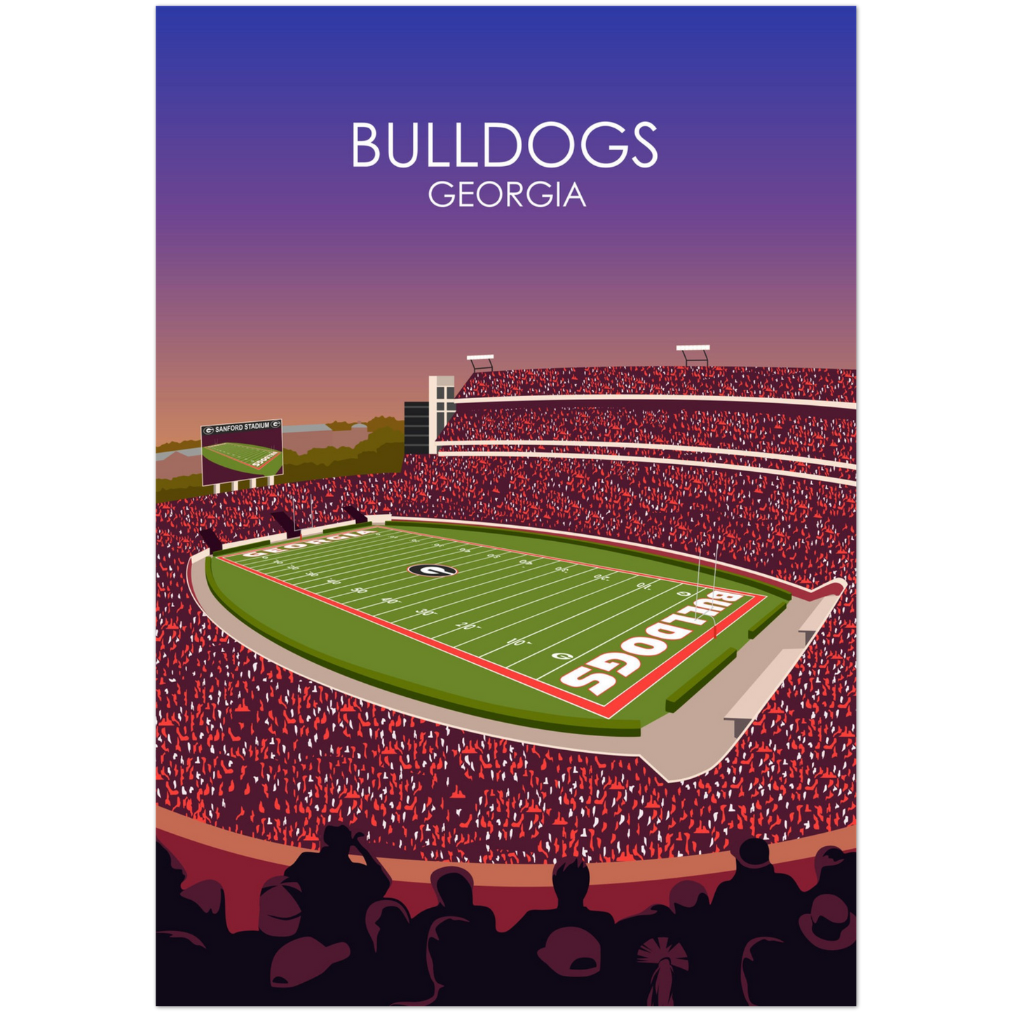 Georgia Bulldogs Poster | Sanford Stadium Poster | University of Georgia College Football Stadium Print