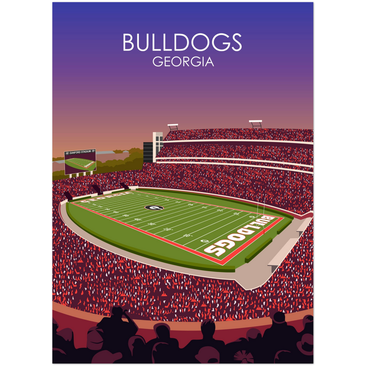 Georgia Bulldogs Poster | Sanford Stadium Poster | University of Georgia College Football Stadium Print