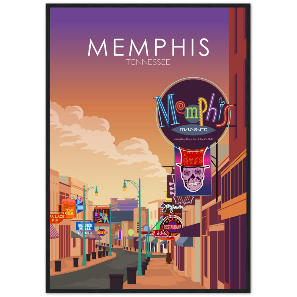 Memphis Poster | Memphis Wall Art | Memphis Sunset Print