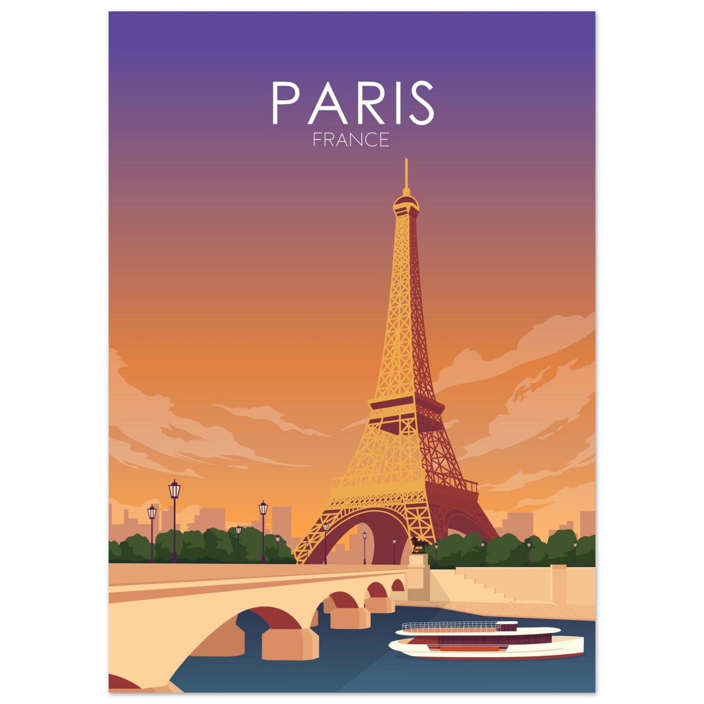 Paris Poster | Paris Wall Art | Paris Sunset Print