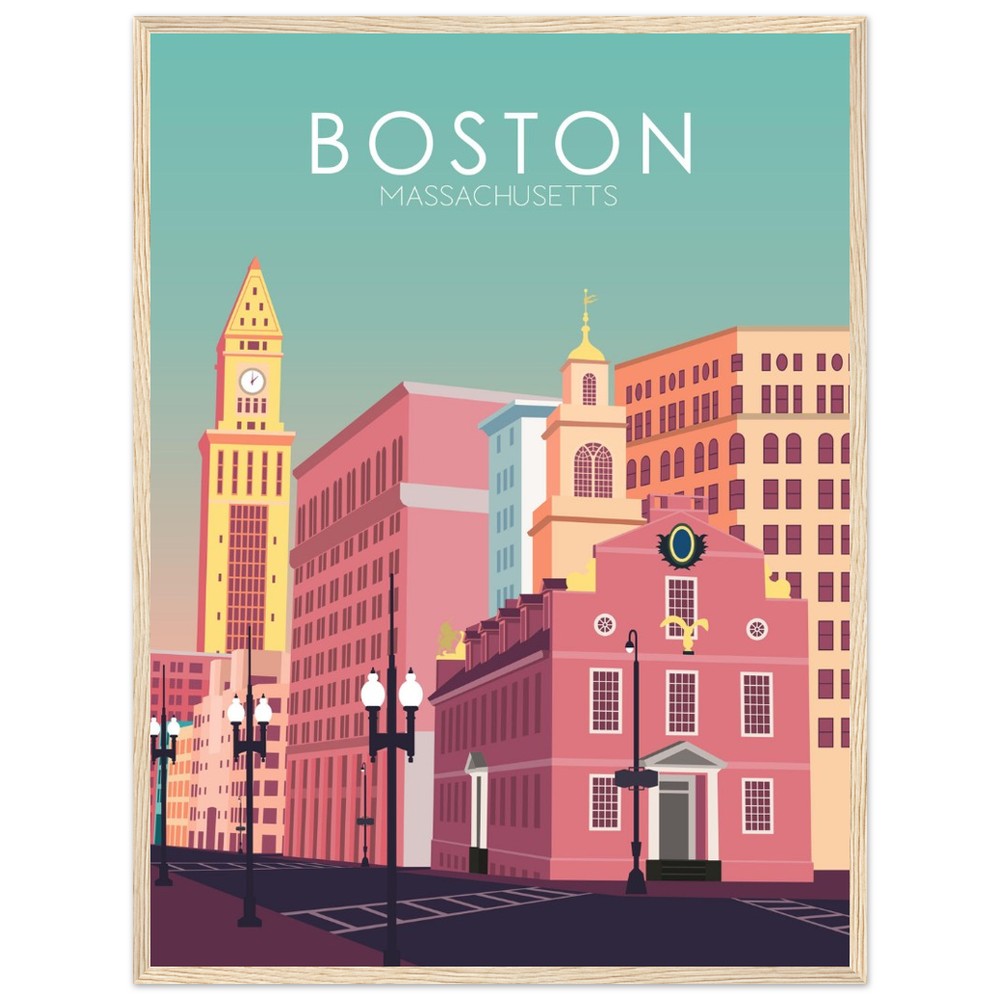 Boston Poster | Boston Wall Art | Boston Pastel Print