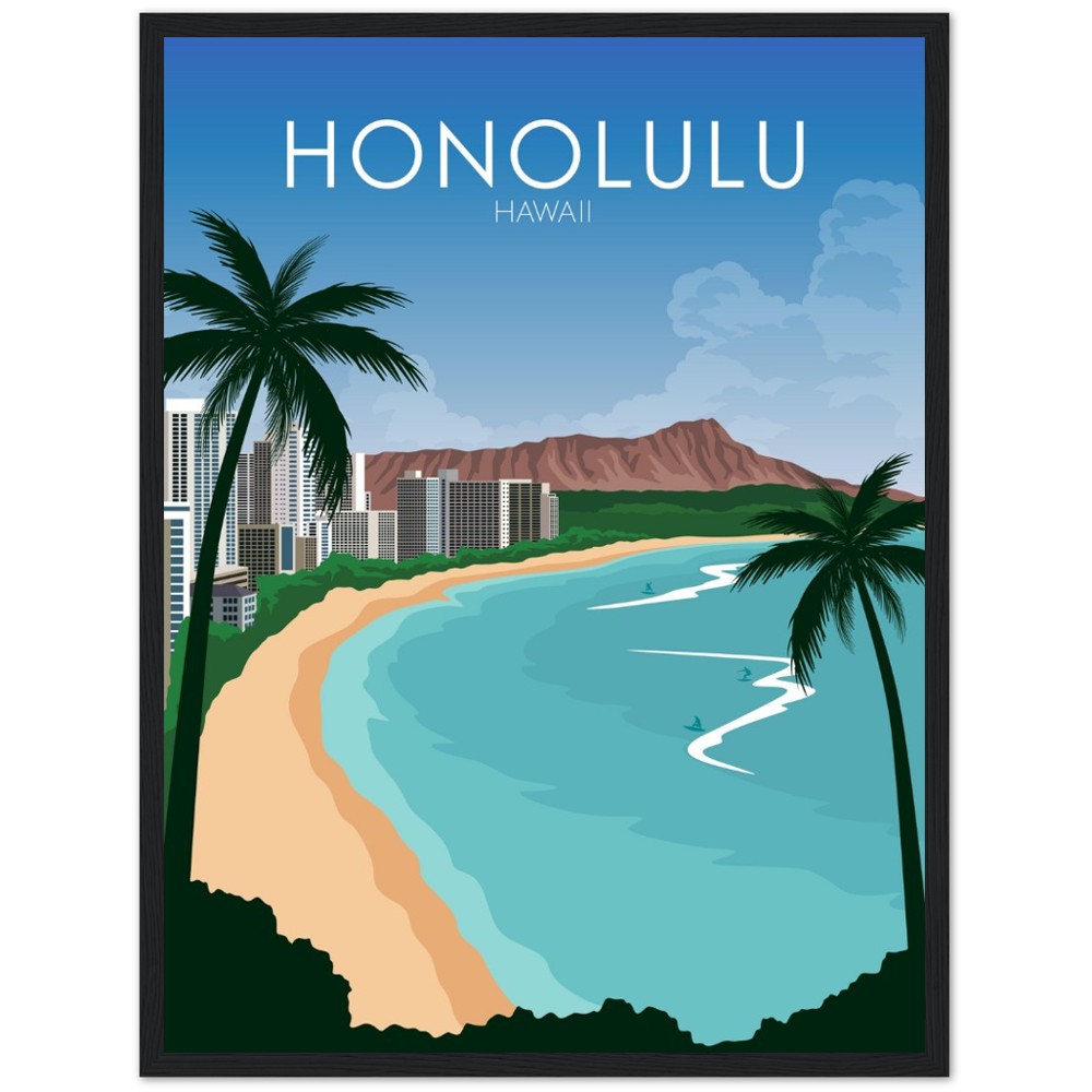 Honolulu Poster | Honolulu Wall Art | Honolulu Daytime Print