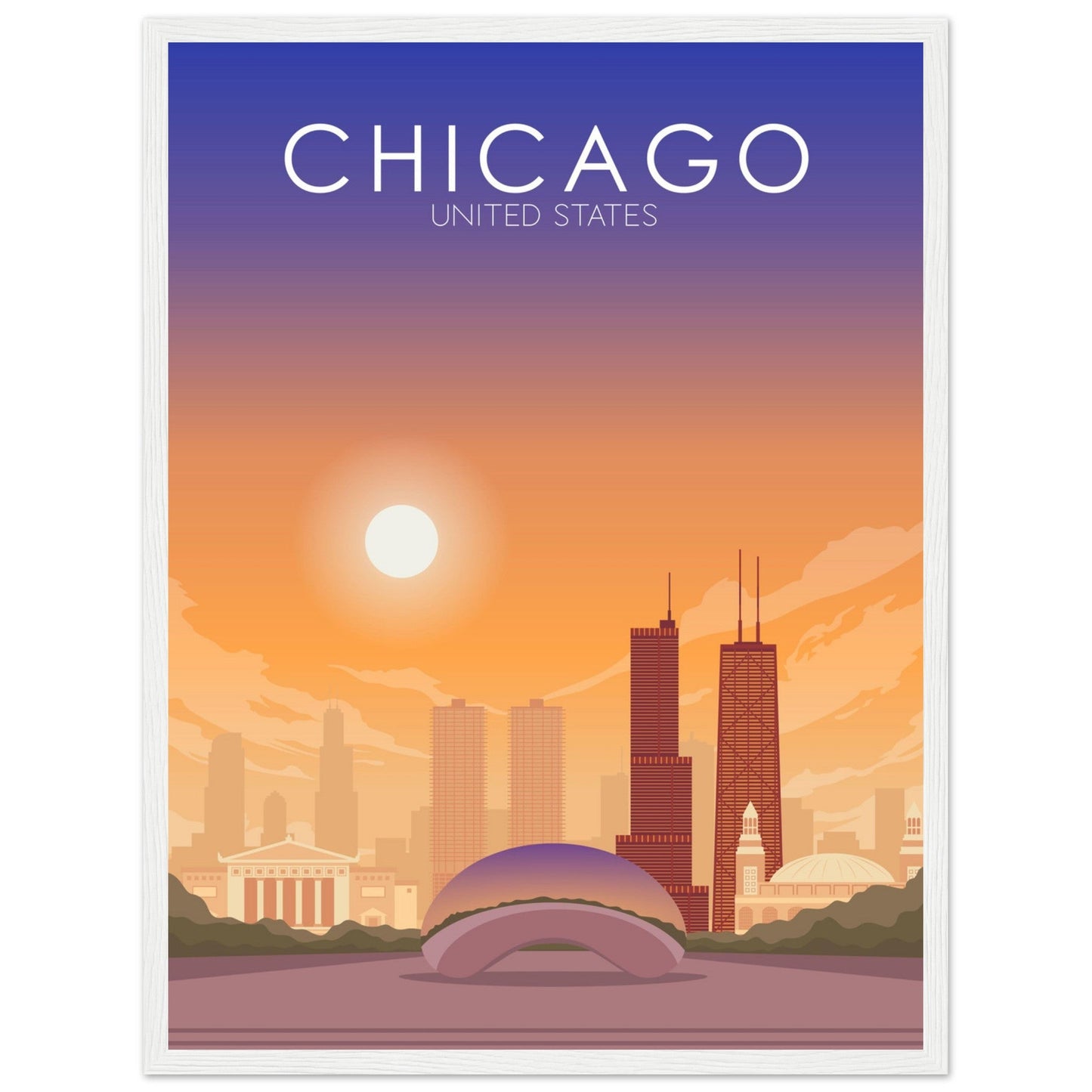 Chicago Poster | Chicago Wall Art | Chicago Sunset Print