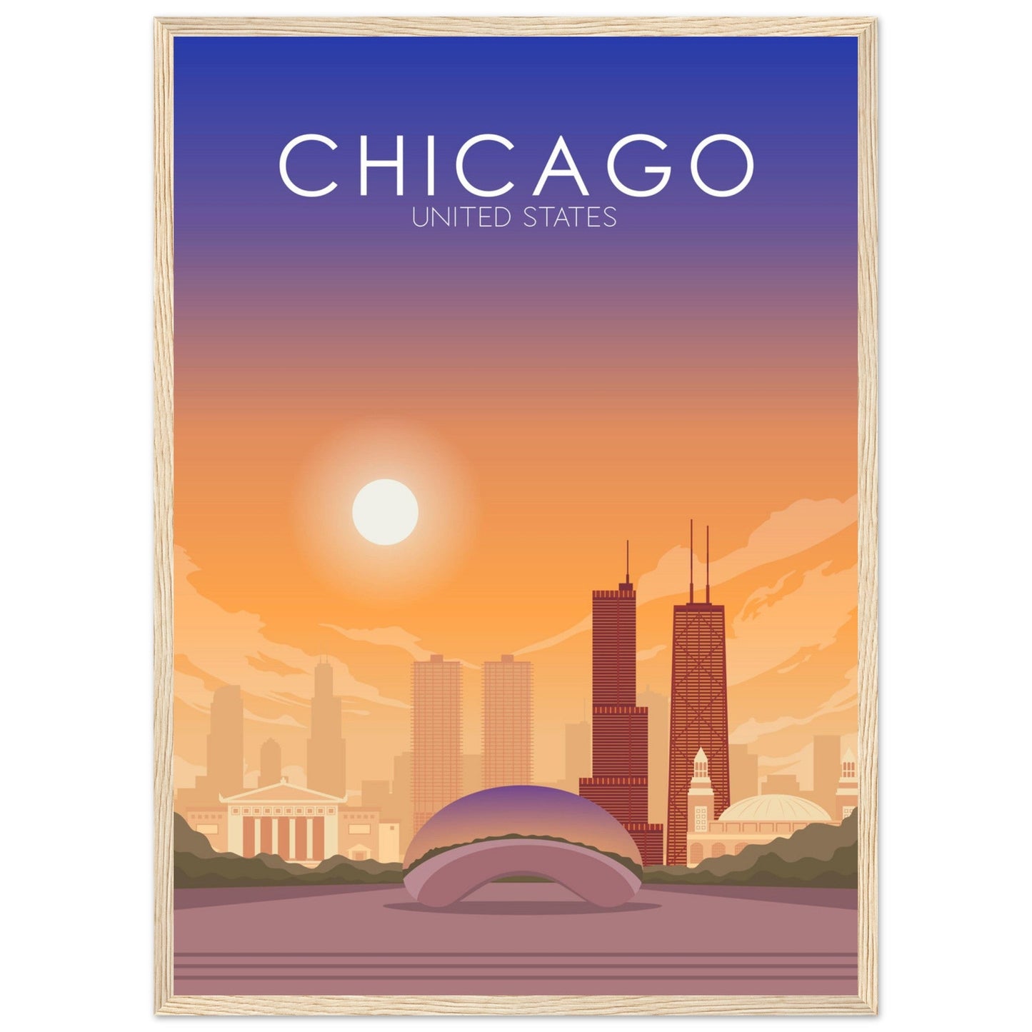Chicago Poster | Chicago Wall Art | Chicago Sunset Print