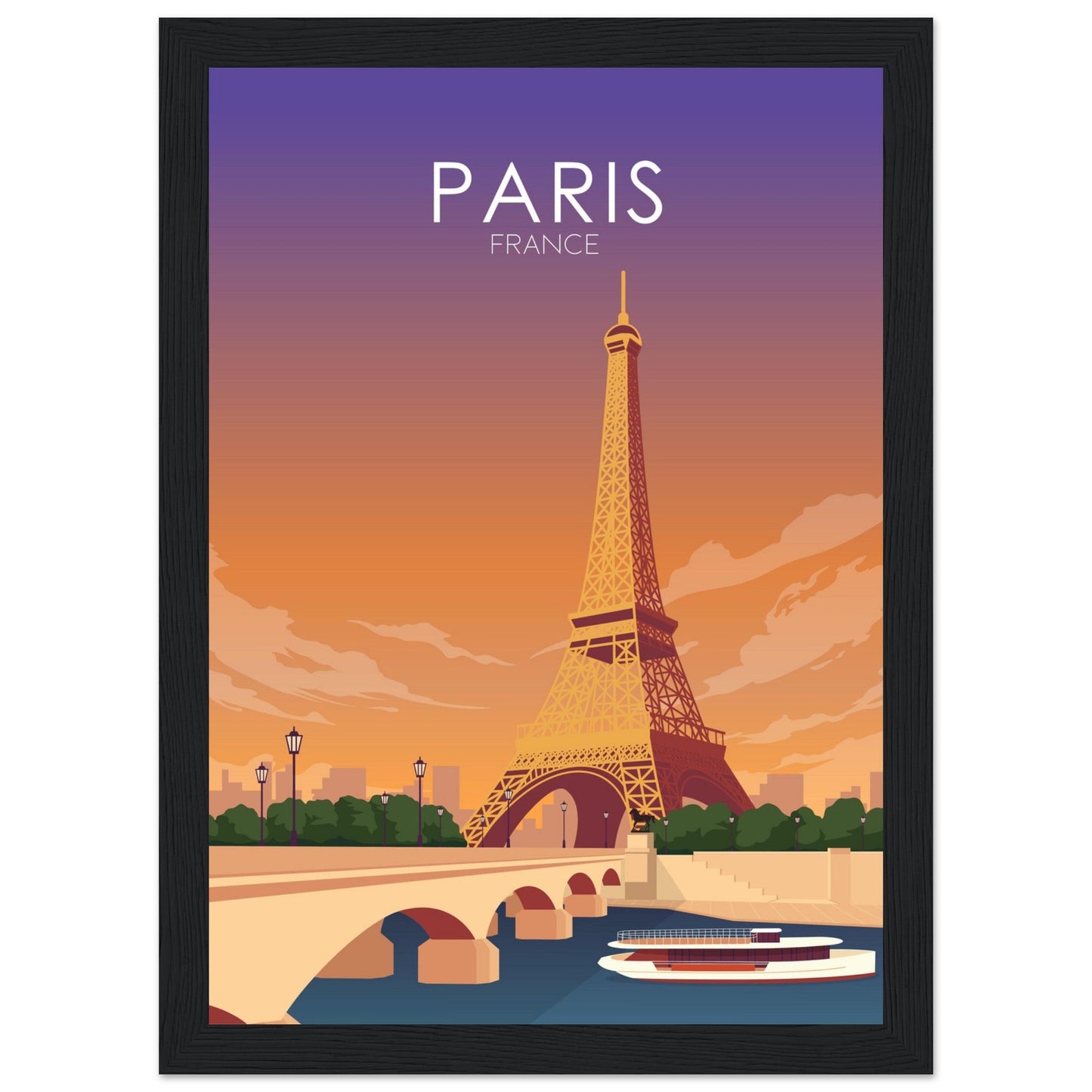 Paris Poster | Paris Wall Art | Paris Sunset Print