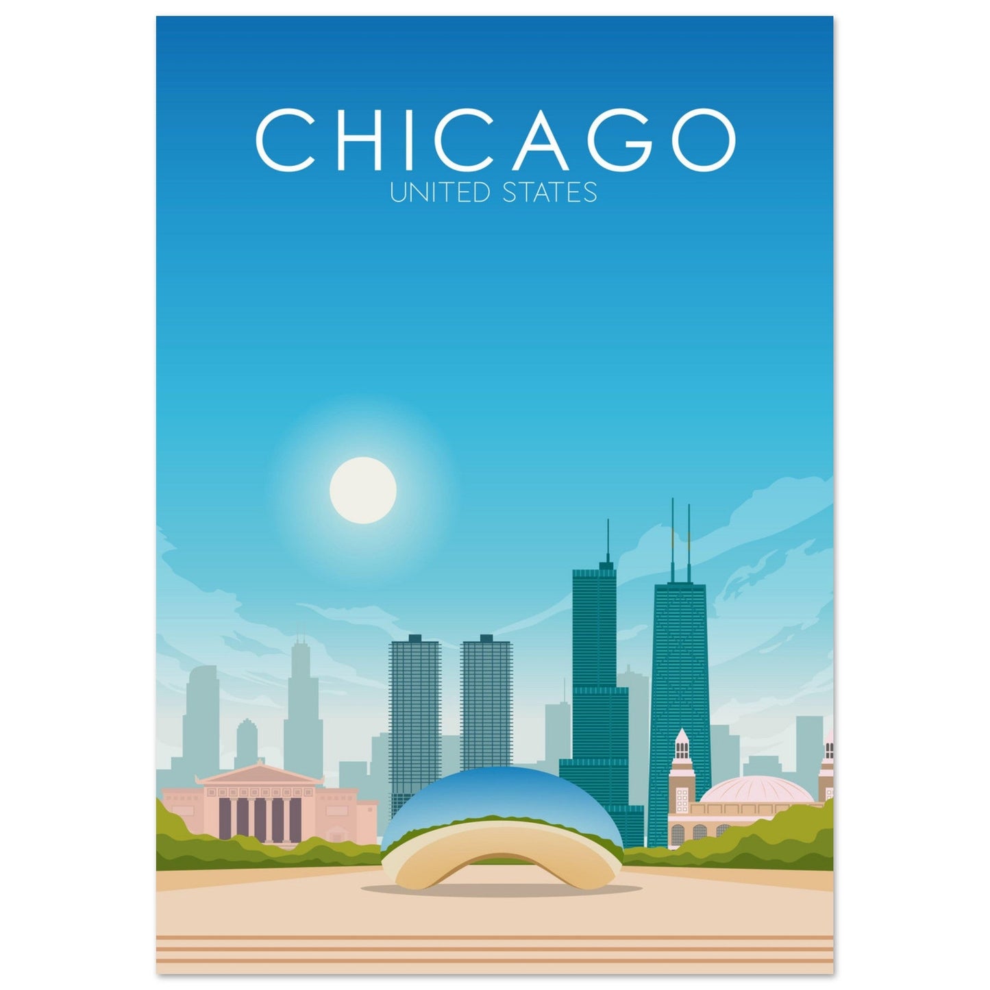 Chicago Poster | Chicago Wall Art | Chicago Daytime Print
