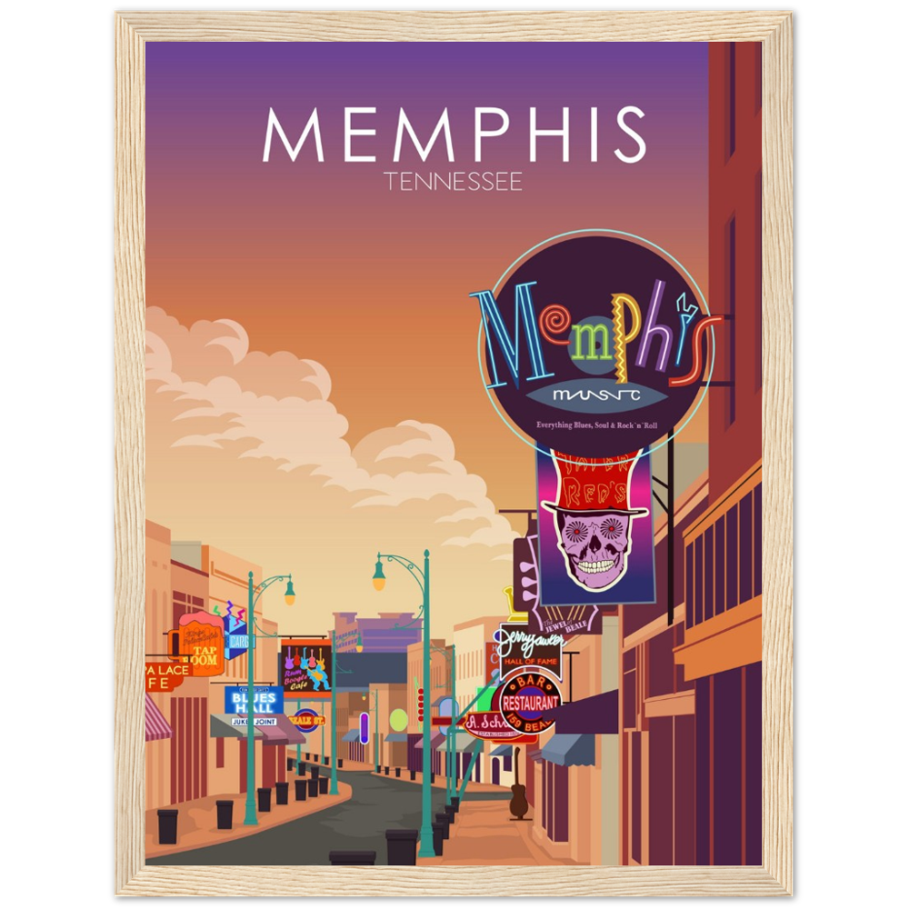 Memphis Poster | Memphis Wall Art | Memphis Sunset Print