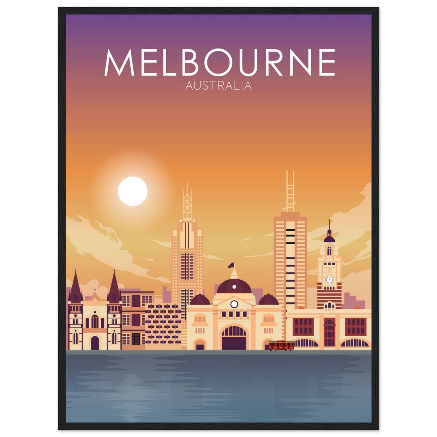Melbourne Poster | Melbourne Wall Art | Melbourne Sunset Print