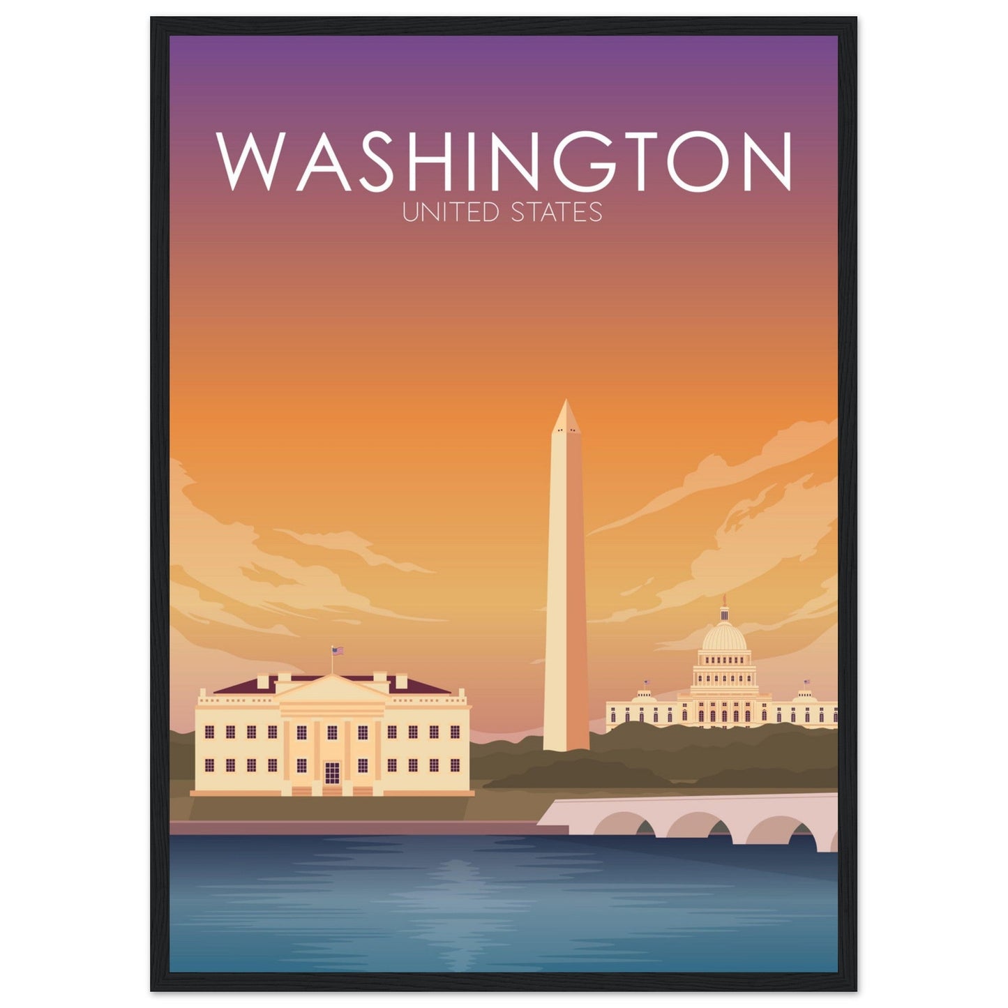 Washington Poster | Washington DC Wall Art | Washington DC Sunset Print