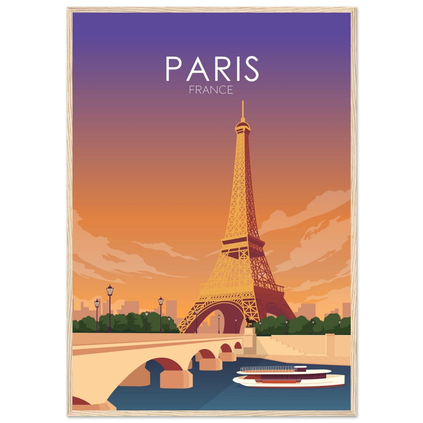 Paris Poster | Paris Wall Art | Paris Sunset Print
