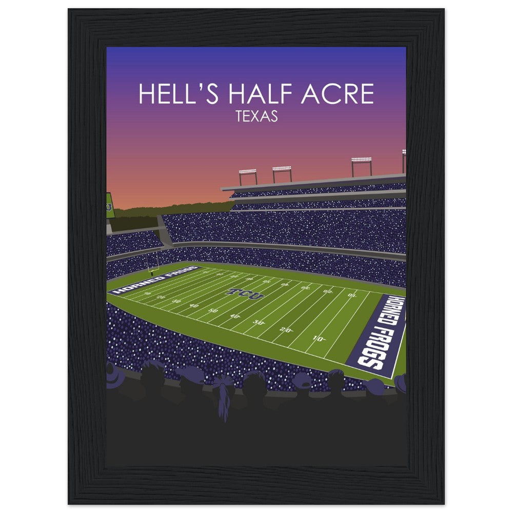 Hell's Half Acre Poster | Amon G. Carter Stadium Poster | University of TSU Horned frogs College Football Stadium Print