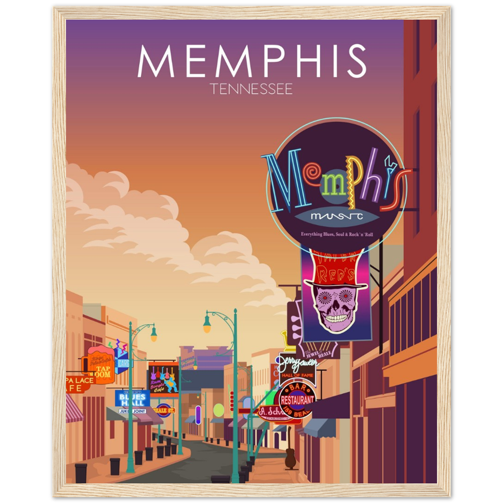 Memphis Poster | Memphis Wall Art | Memphis Sunset Print