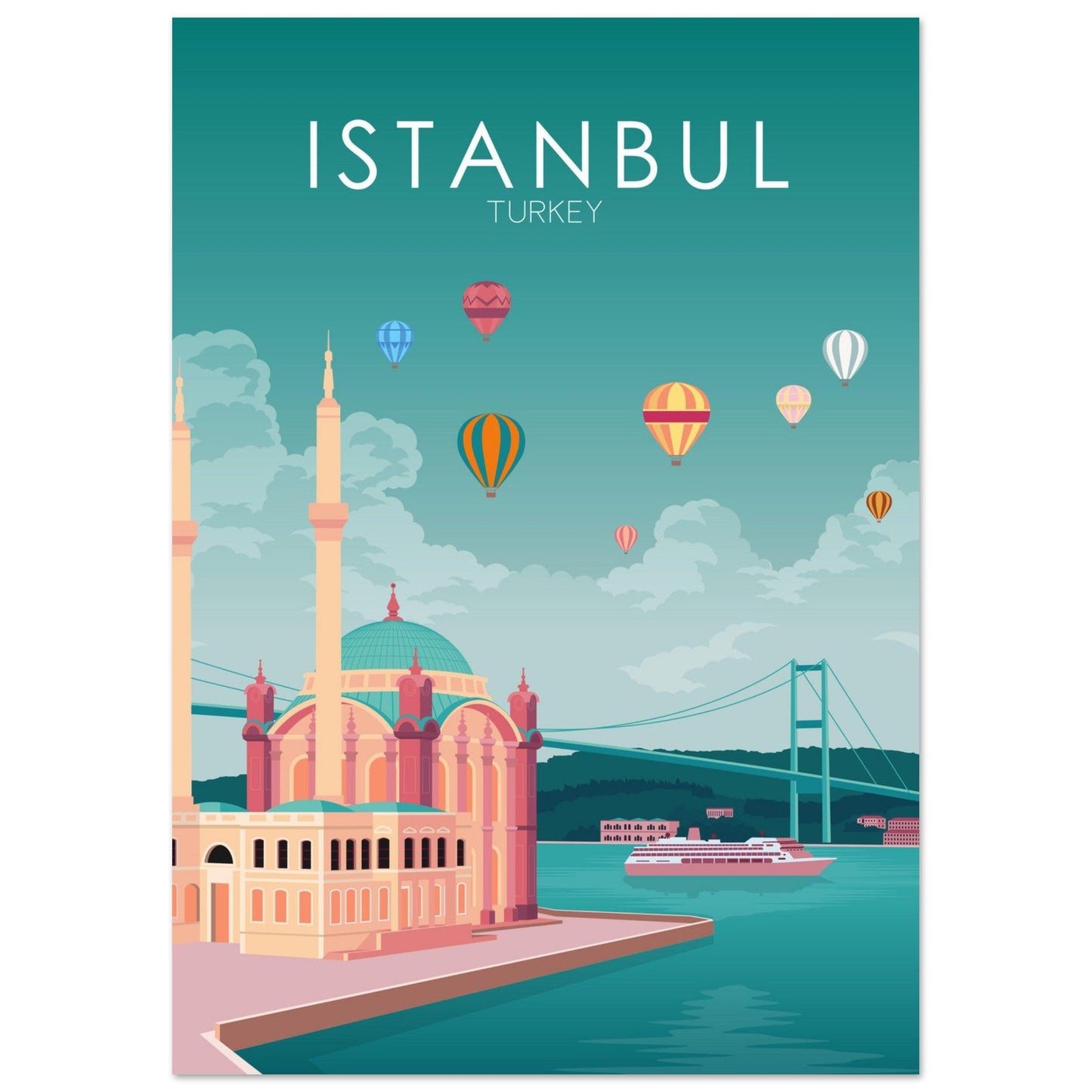 Istanbul Poster | Istanbul Wall Art | Istanbul Pastel Print
