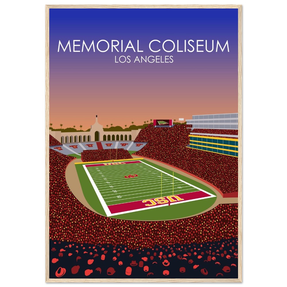 United Airlines Field at Los Angeles Memorial Coliseum Poster | USC Print | University of Southern California Football Stadium Print