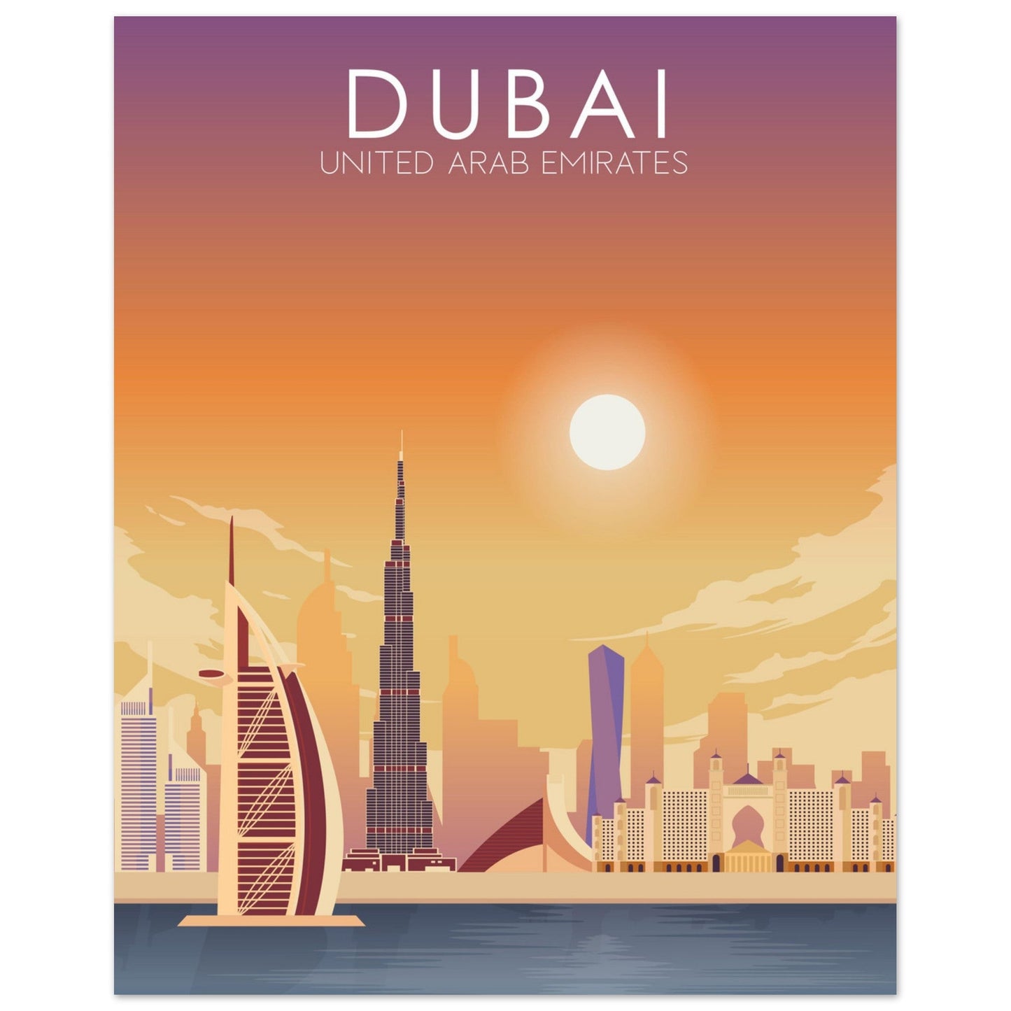 Dubai Poster | Dubai Wall Art | Dubai Sunset Print