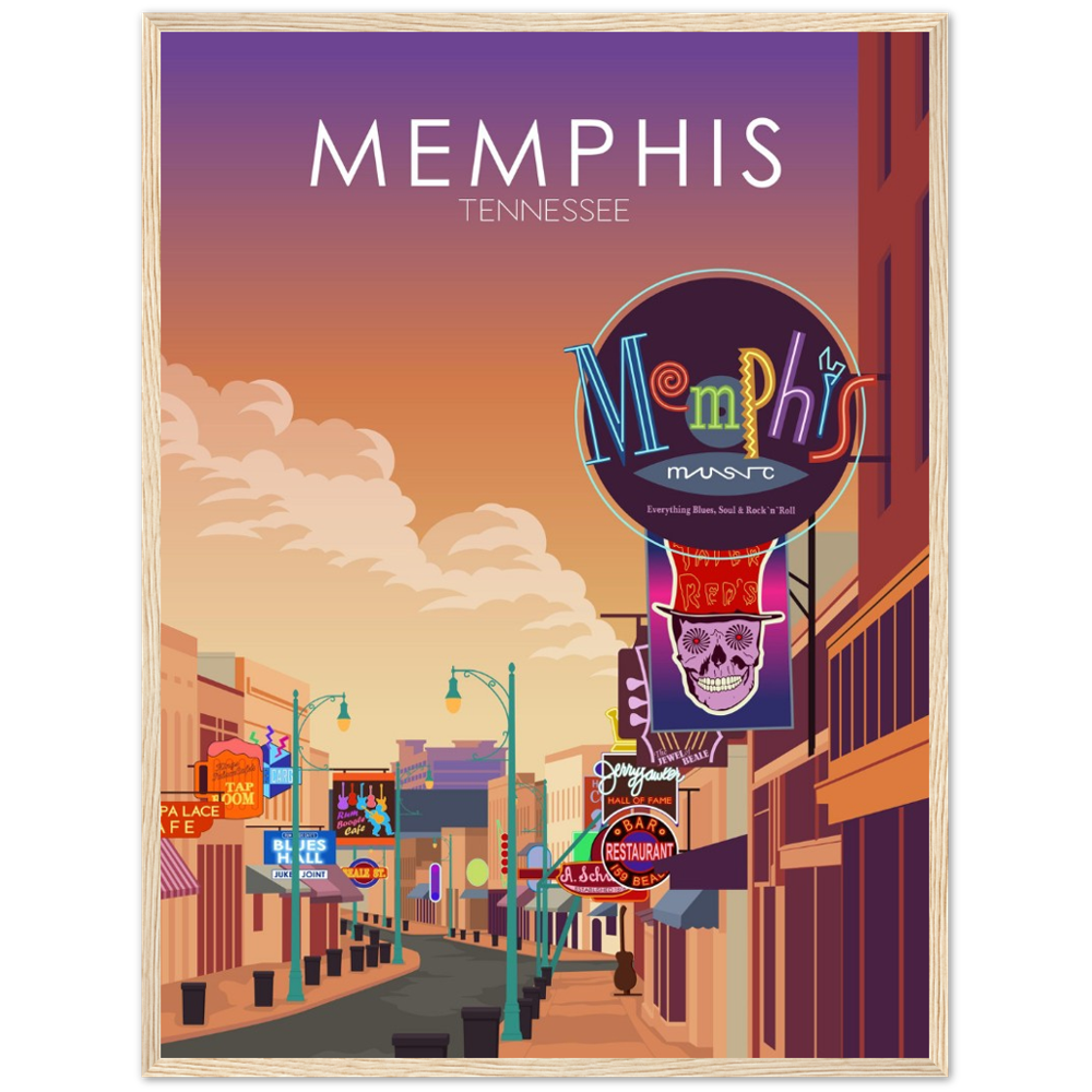Memphis Poster | Memphis Wall Art | Memphis Sunset Print