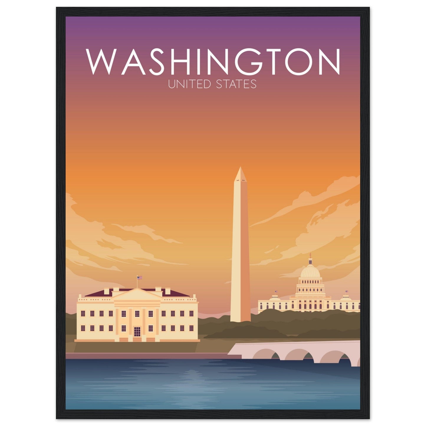 Washington Poster | Washington DC Wall Art | Washington DC Sunset Print