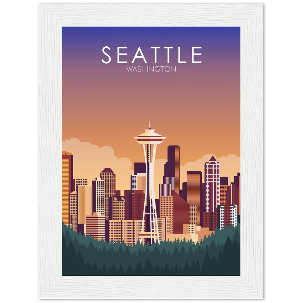 Seattle Poster | Seattle Wall Art | Seattle Sunset Print