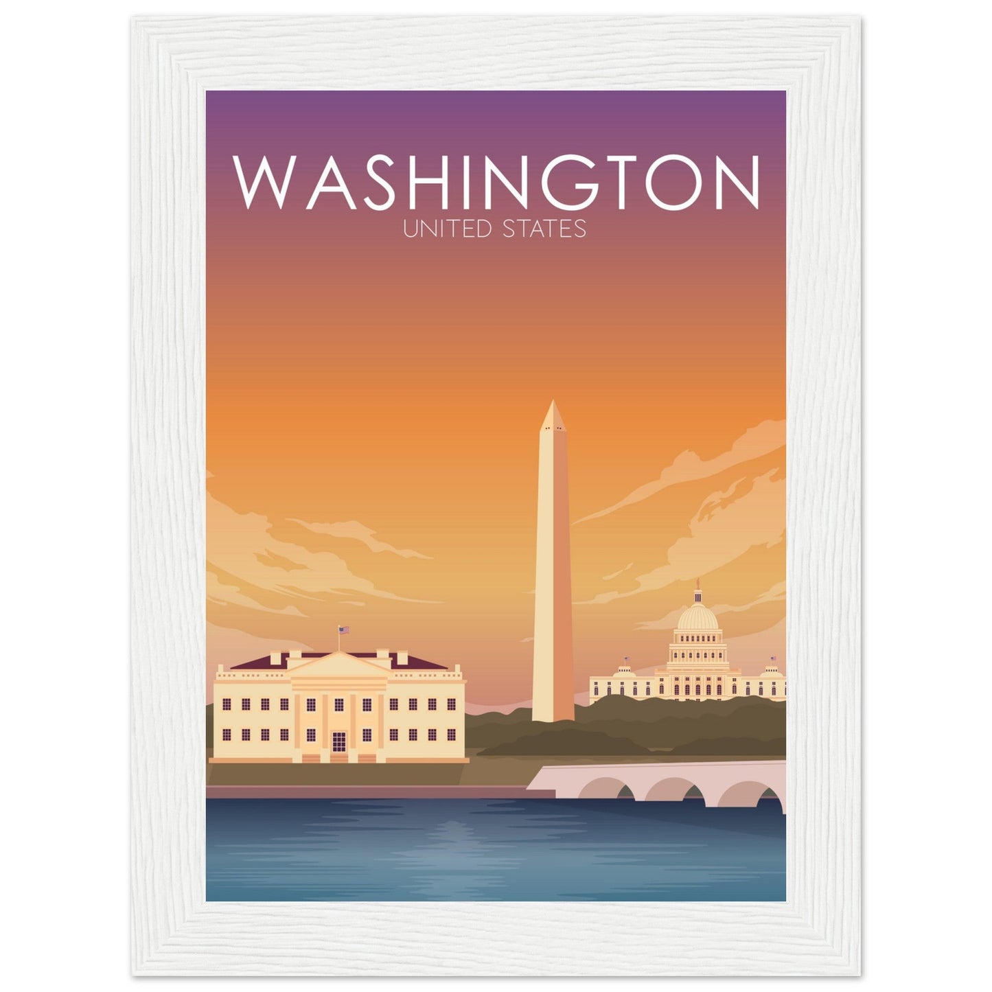 Washington Poster | Washington DC Wall Art | Washington DC Sunset Print