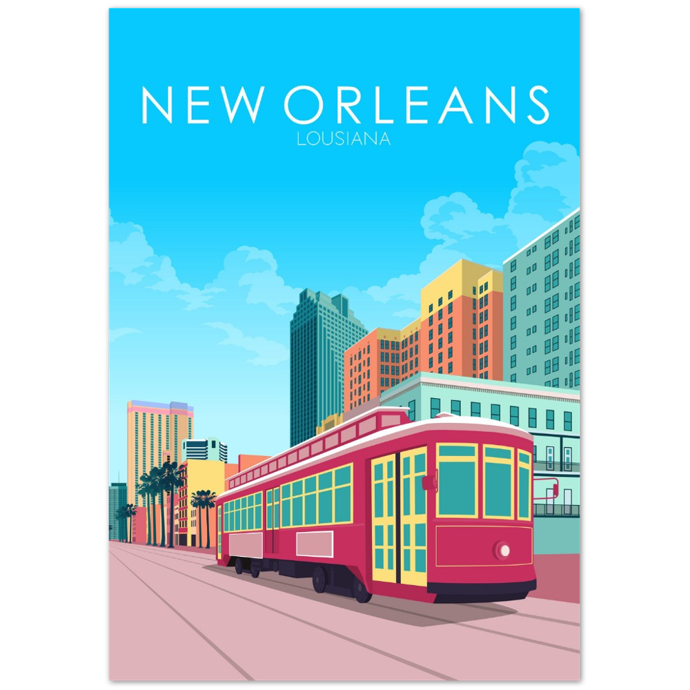 New Orleans Poster | New Orleans Wall Art | New Orleans Pastel Print