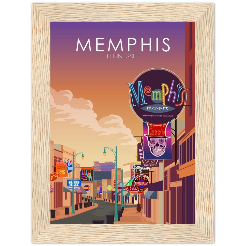 Memphis Poster | Memphis Wall Art | Memphis Sunset Print