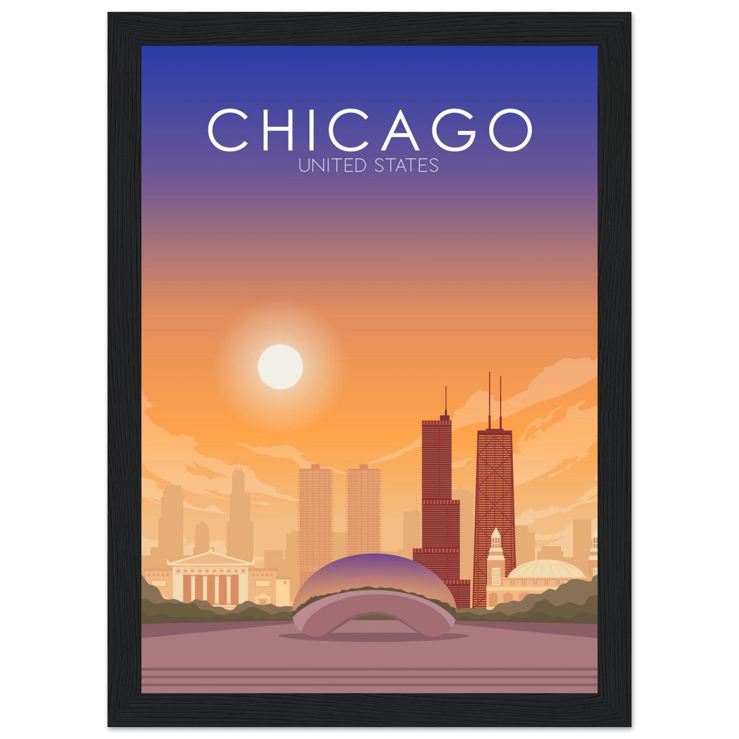 Chicago Poster | Chicago Wall Art | Chicago Sunset Print