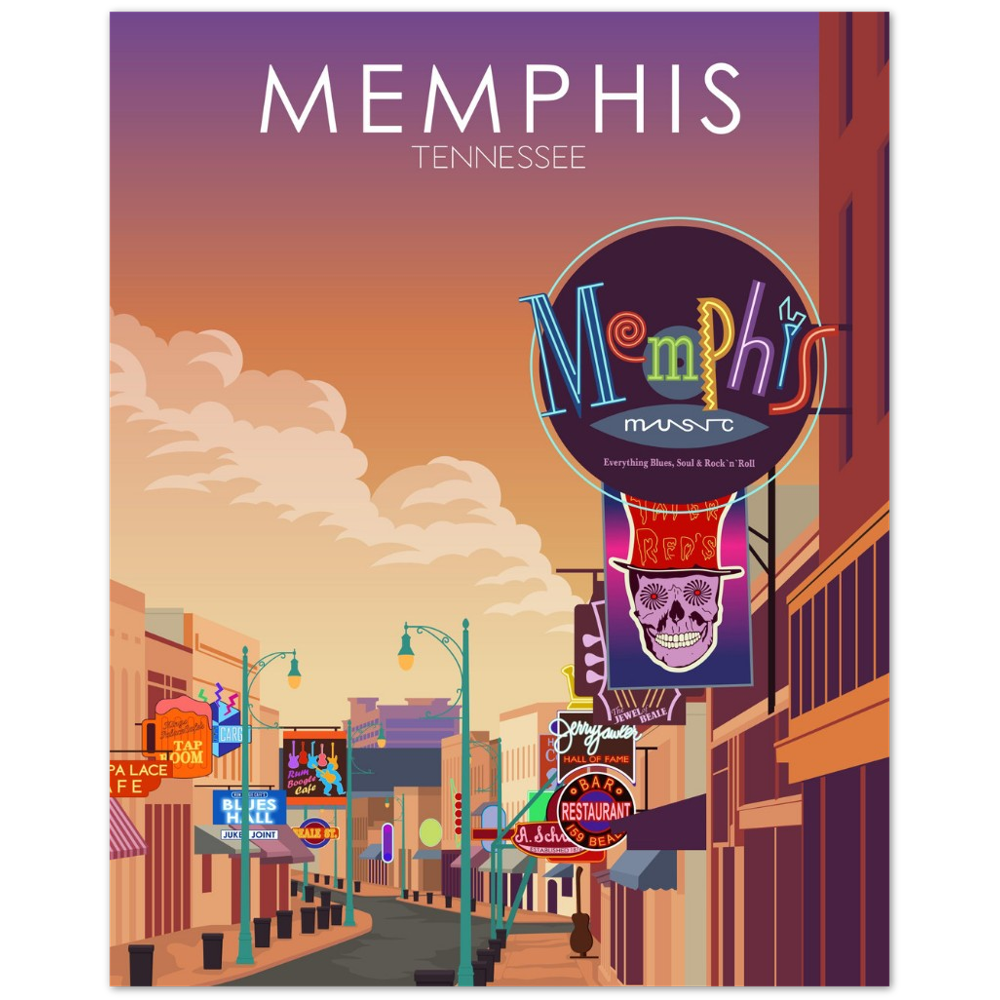Memphis Poster | Memphis Wall Art | Memphis Sunset Print