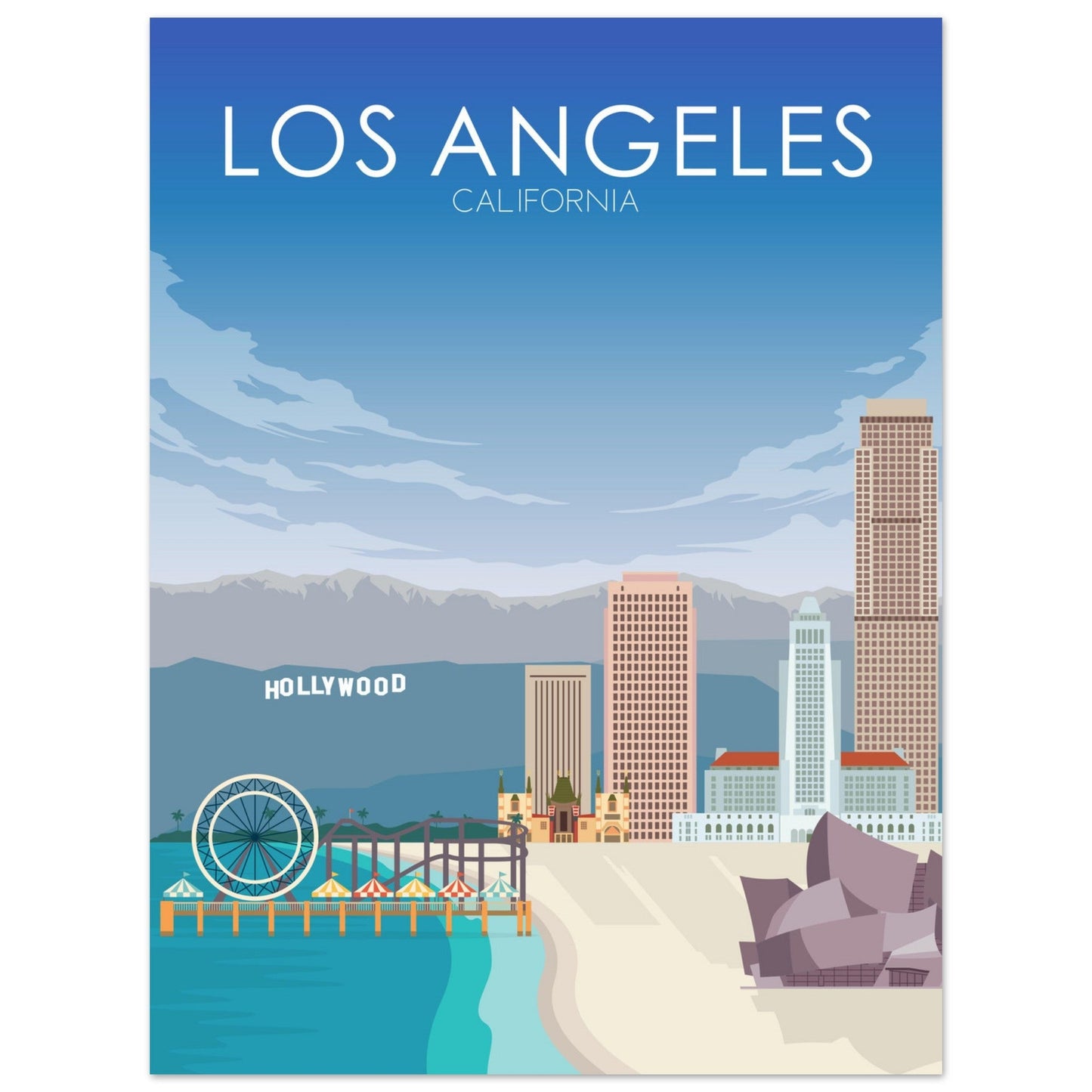 Los Angeles Poster | Los Angeles Wall Art | Los Angeles Daytime Print