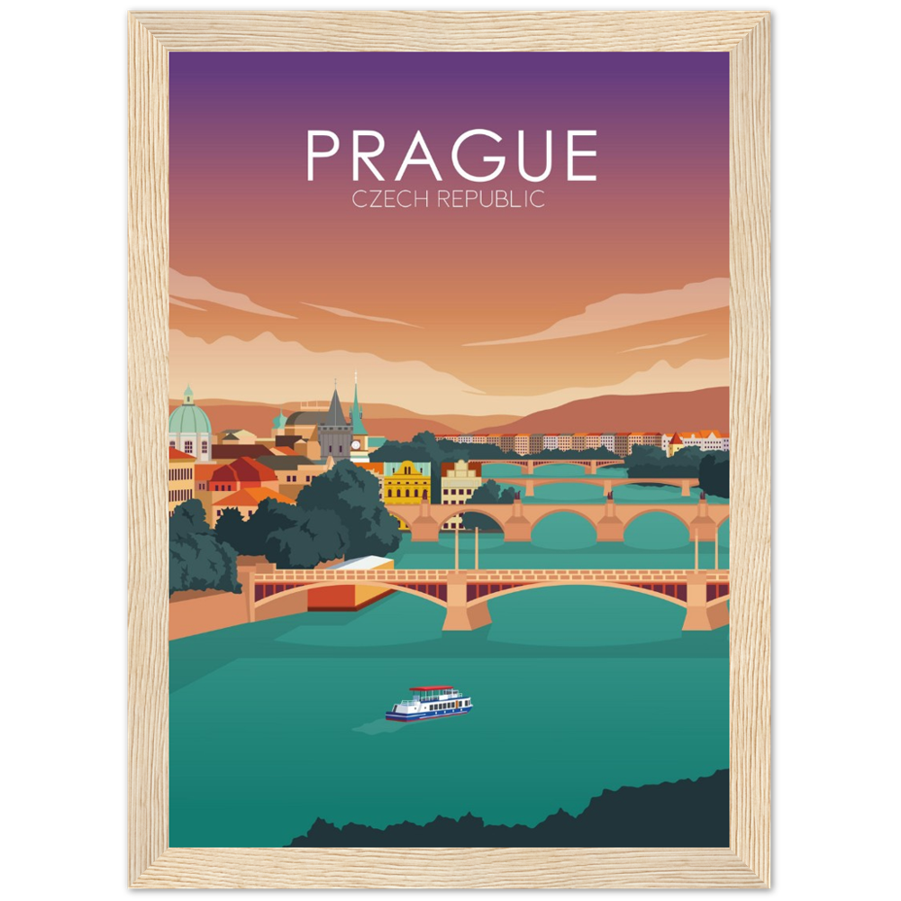 Prague Poster | Prague Wall Art | Prague Sunset Print