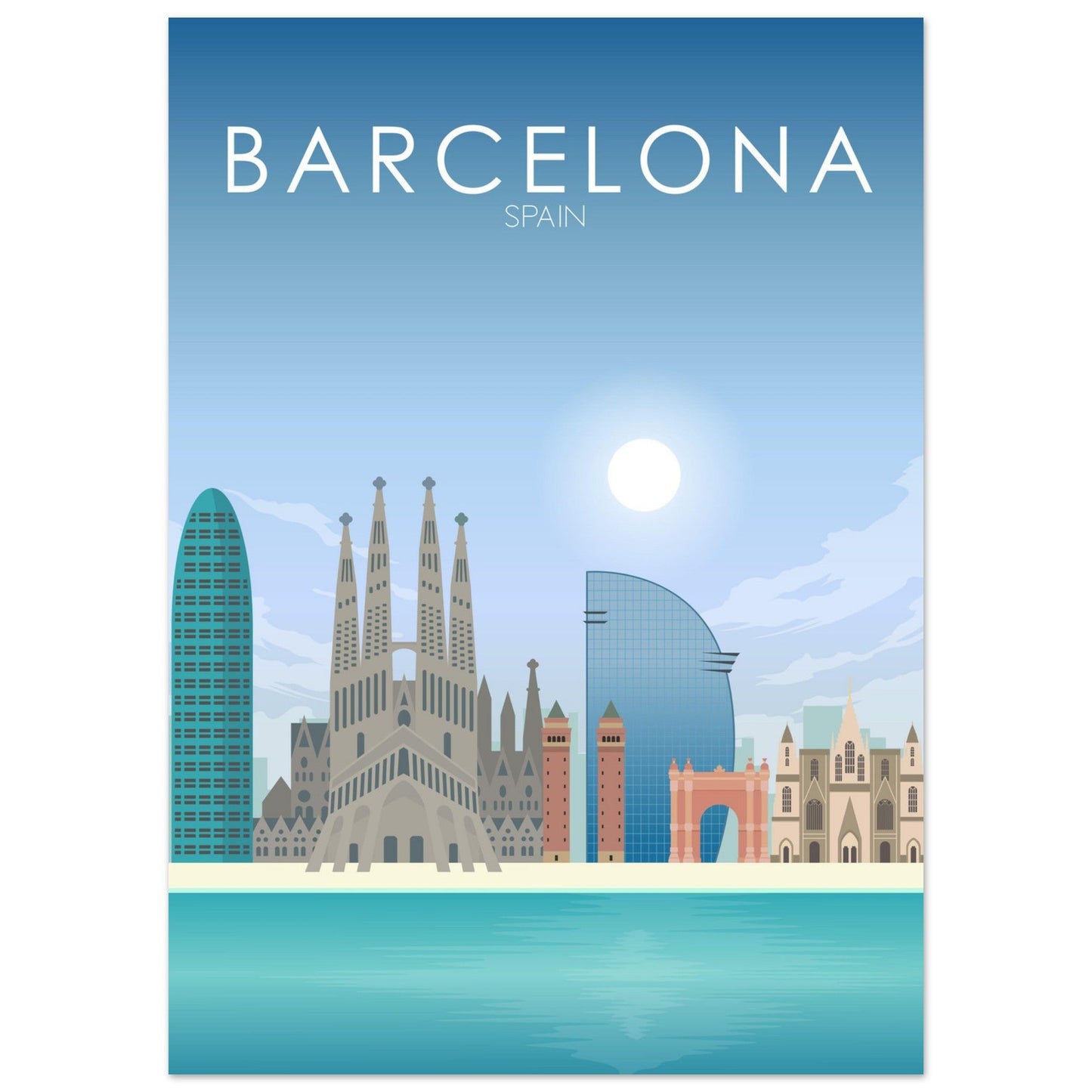 Barcelona Poster | Barcelona Wall Art | Barcelona Daytime Print
