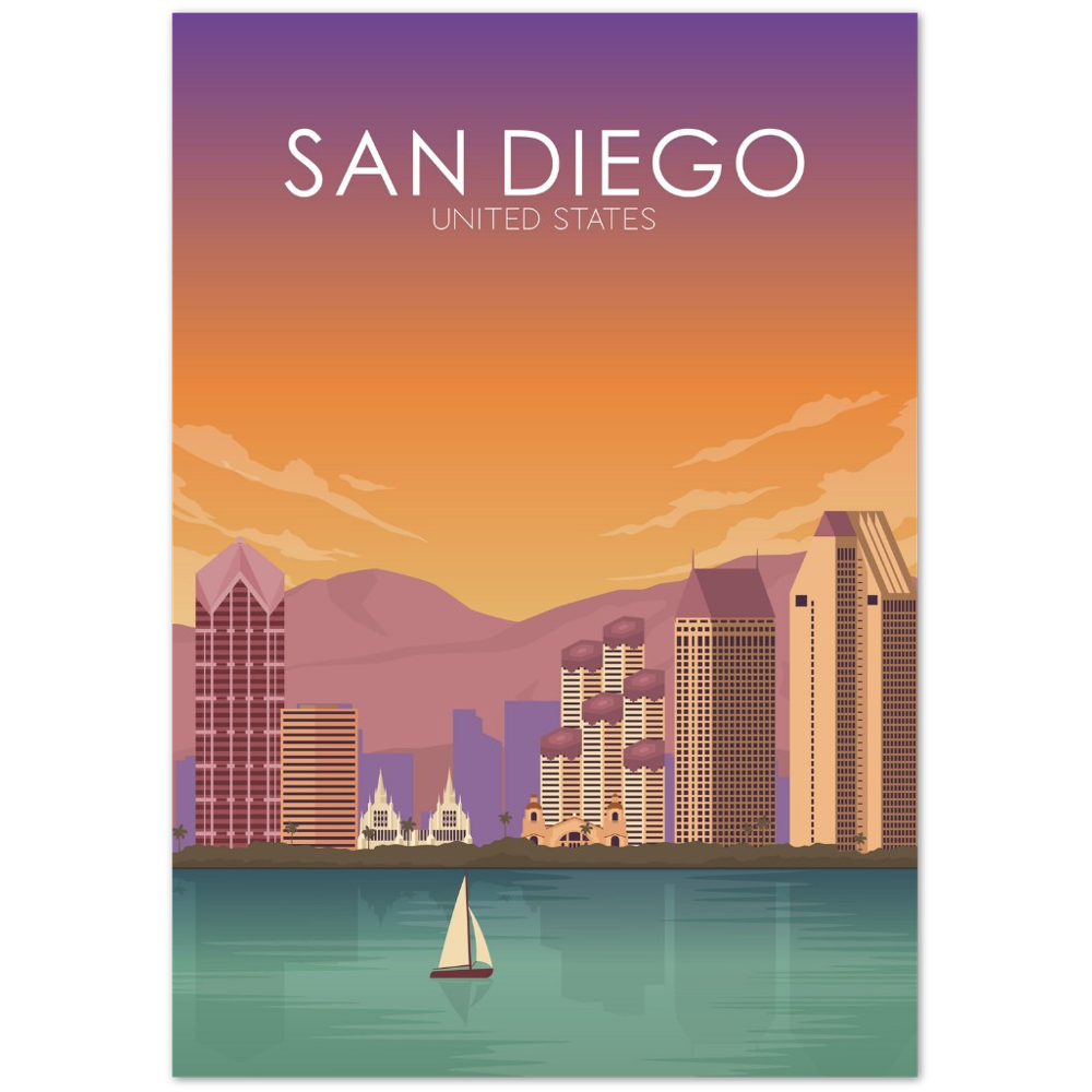 San Diego Poster | San Diego Wall Art | San Diego Sunset Print