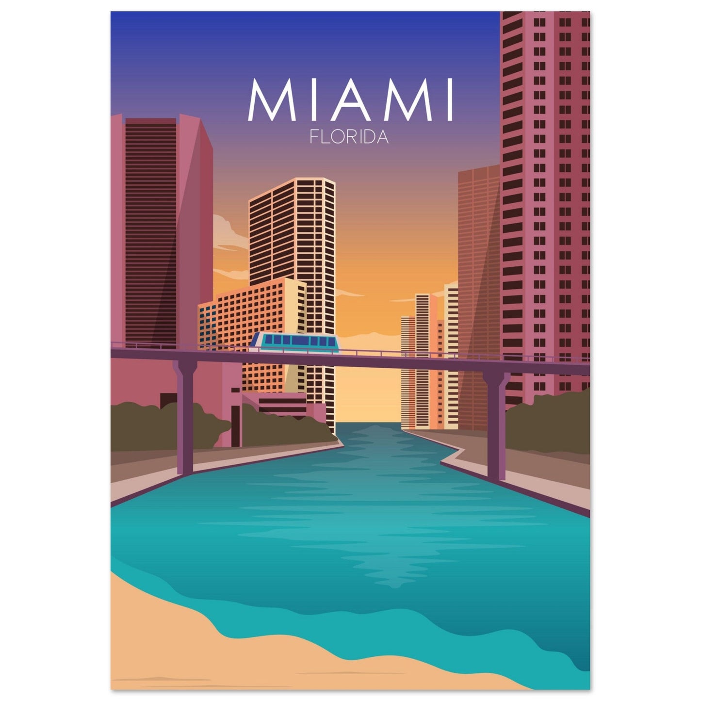 Miami Poster | Miami Wall Art | Miami Sunset Print
