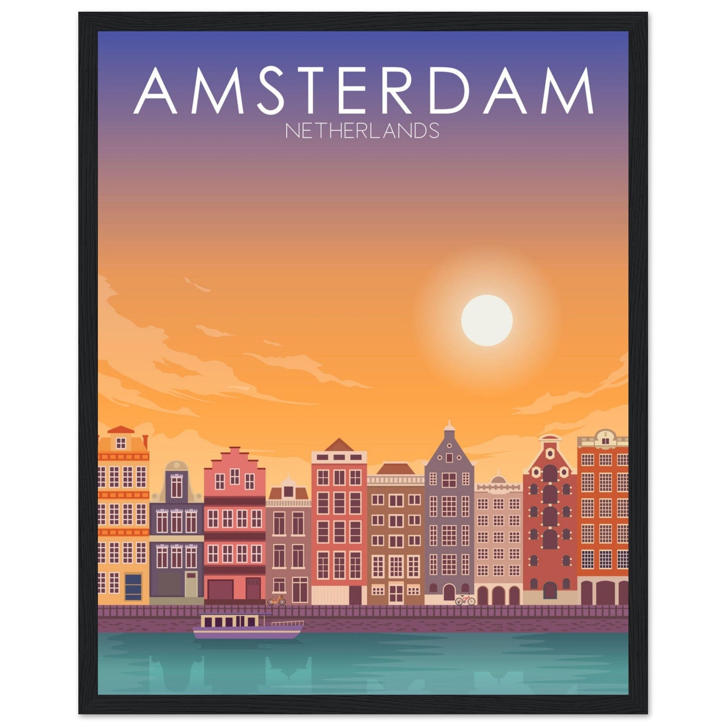 Amsterdam Poster | Amsterdam Wall Art | Amsterdam Sunset Print