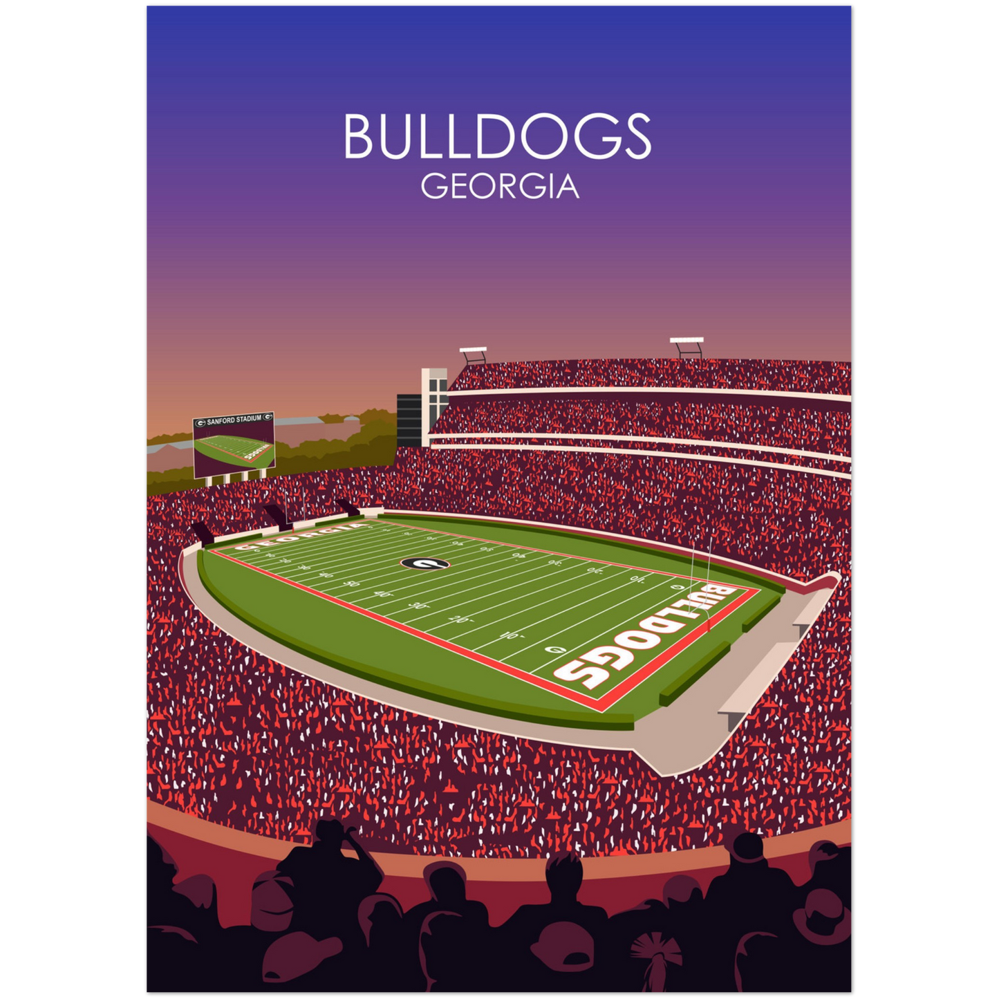 Georgia Bulldogs Poster | Sanford Stadium Poster | University of Georgia College Football Stadium Print