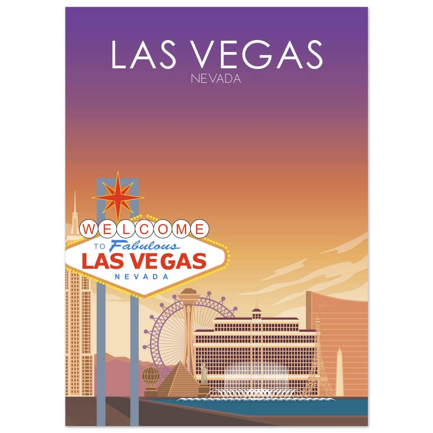 Las Vegas Poster | Las Vegas Wall Art | Las Vegas Sunset Print