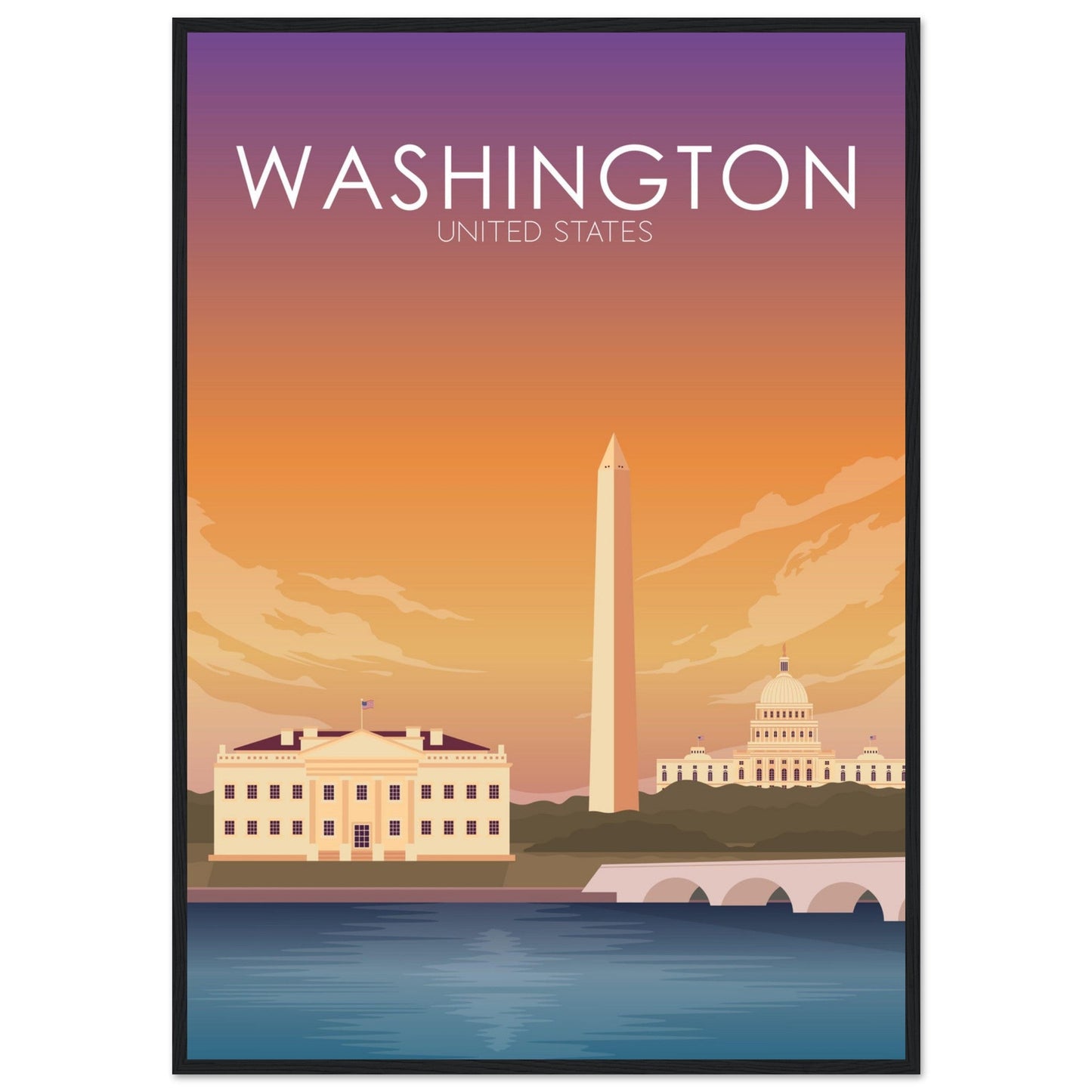 Washington Poster | Washington DC Wall Art | Washington DC Sunset Print
