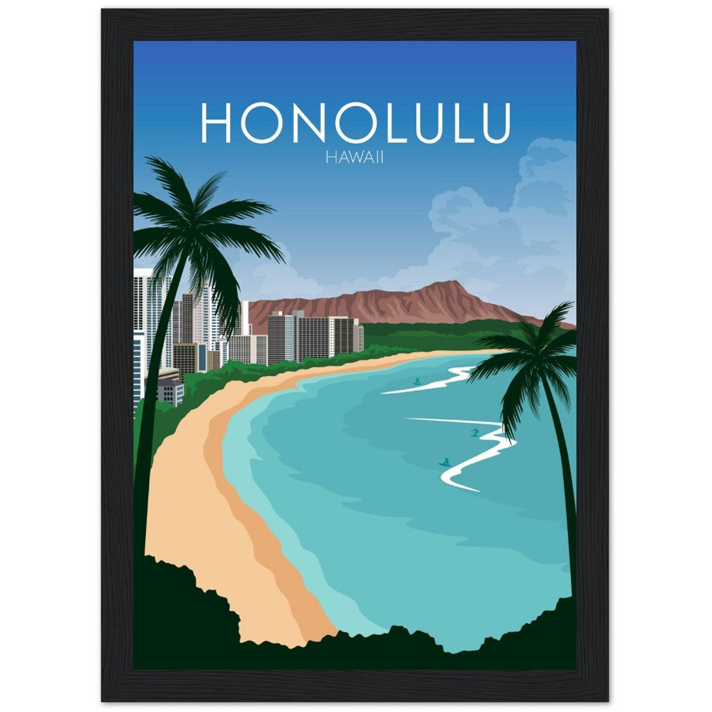 Honolulu Poster | Honolulu Wall Art | Honolulu Daytime Print