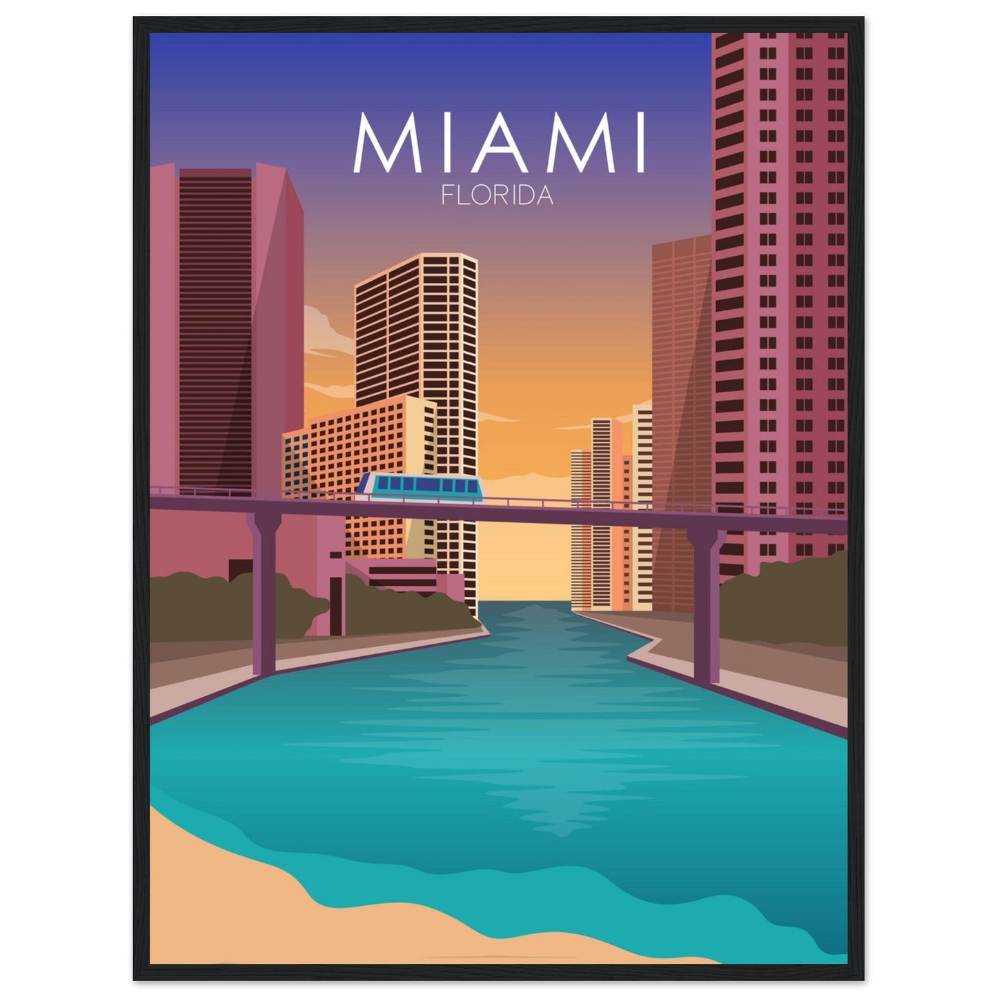 Miami Poster | Miami Wall Art | Miami Sunset Print
