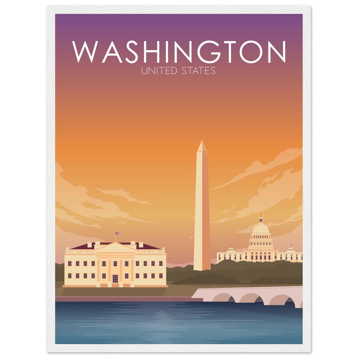 Washington Poster | Washington DC Wall Art | Washington DC Sunset Print
