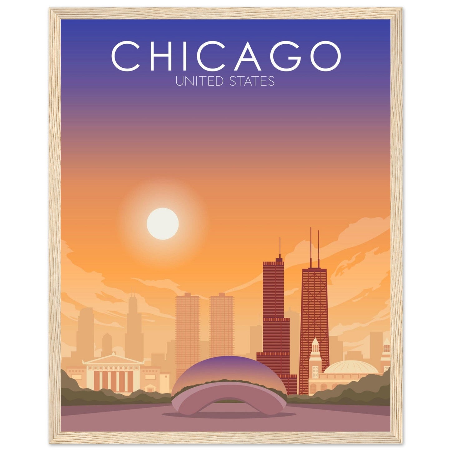 Chicago Poster | Chicago Wall Art | Chicago Sunset Print