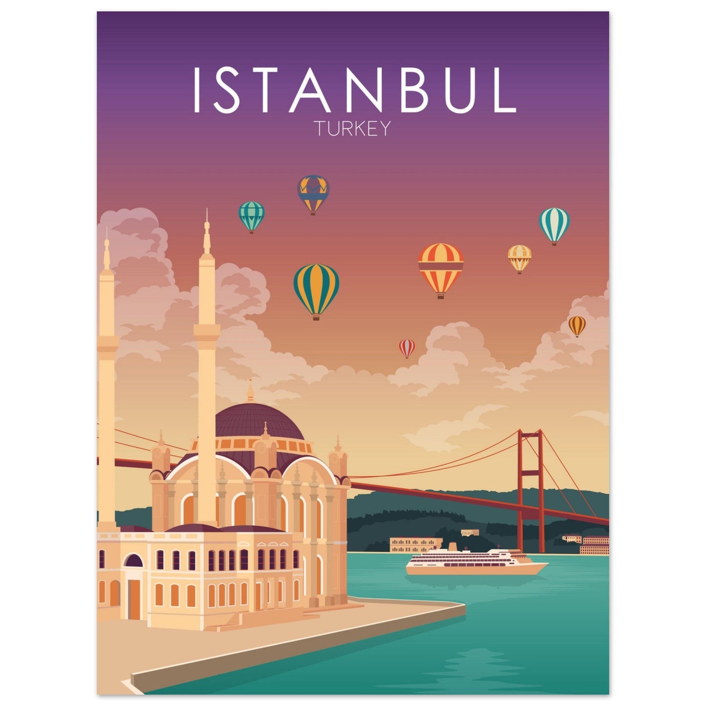 Istanbul Poster | Istanbul Wall Art | Istanbul Sunset Print