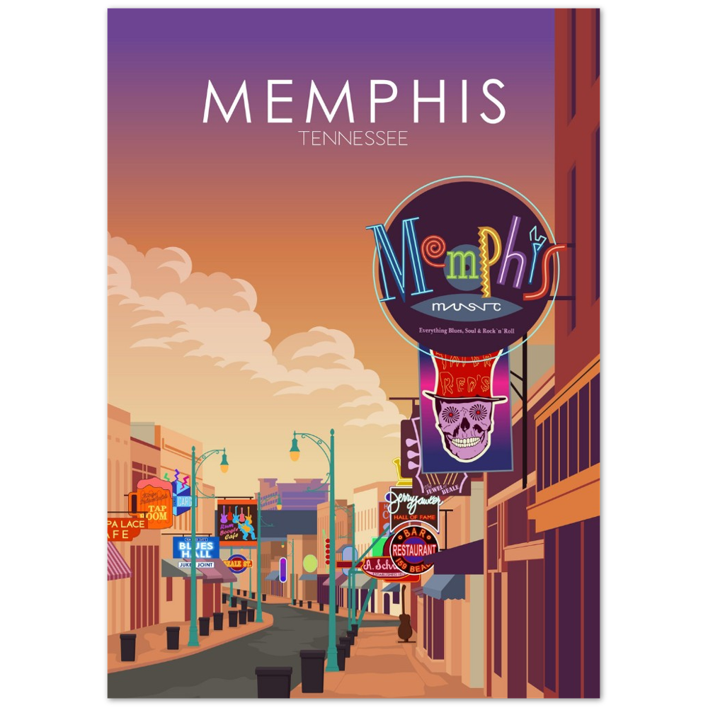 Memphis Poster | Memphis Wall Art | Memphis Sunset Print